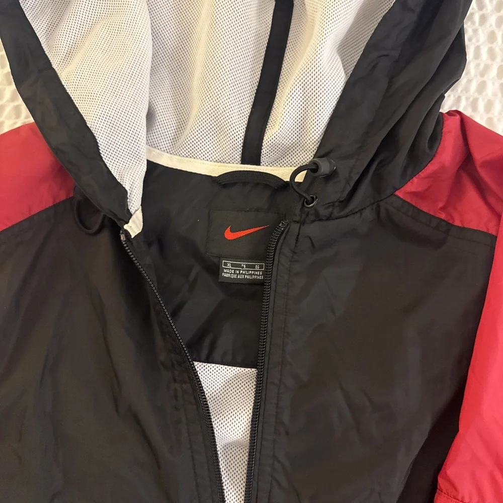 VTG Nike Nylon Windbreaker Jacket Men's XL Full Zip Red/Black/Gray - Picture 4 of 10